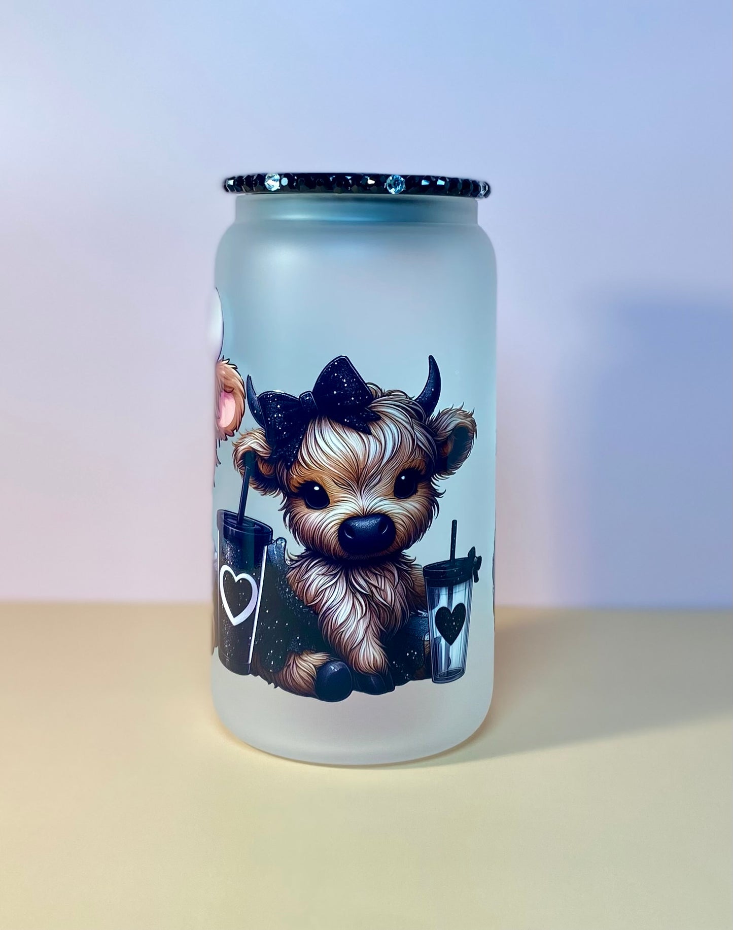 Girly Cow In Black TuTu Glass Cup