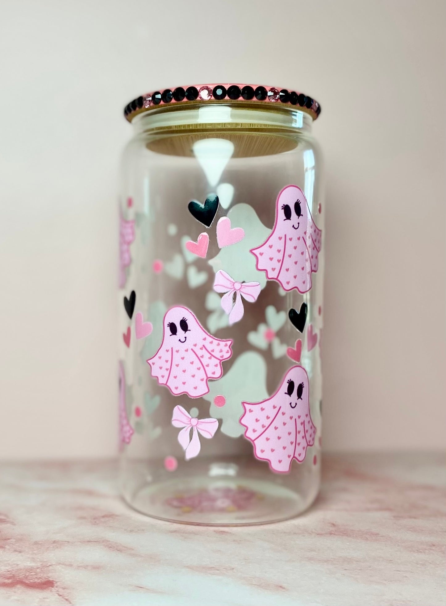 Pink Ghostly Hearts Tumbler