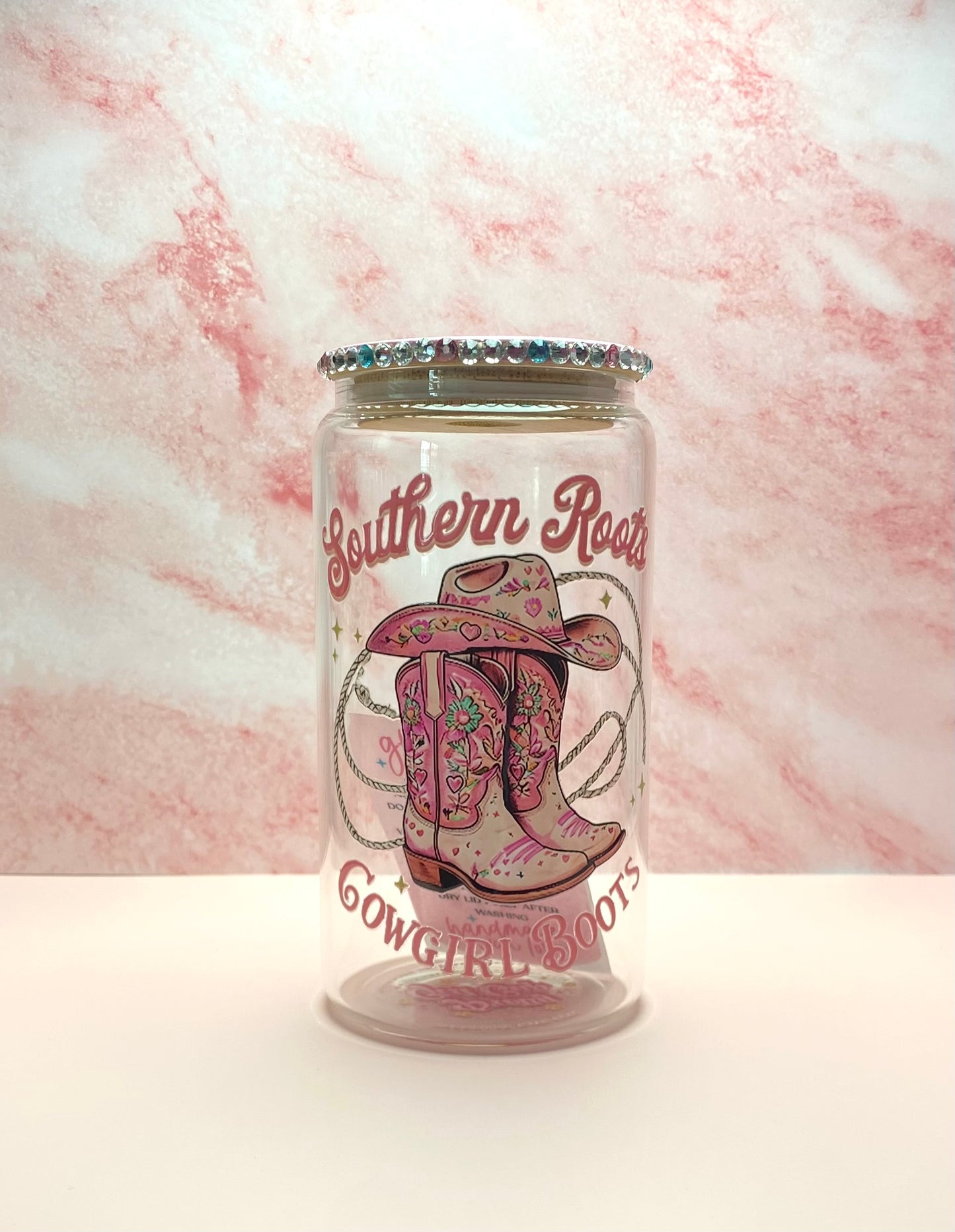 Southern Roots Cowgirl Boots Glass Cup