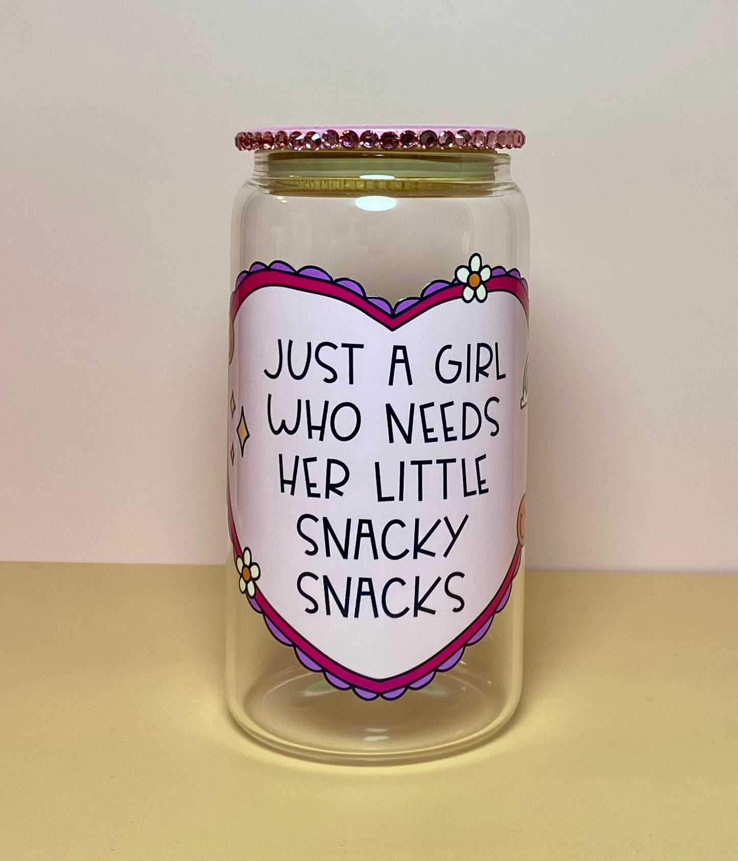 Just Girl Who Needs Her Little Snacky Snacks Glass Cup