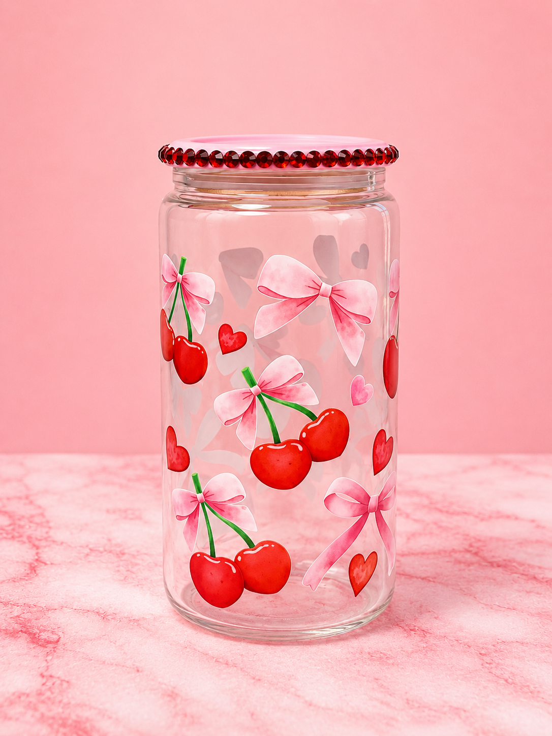 Cherry Bow Glass Cup