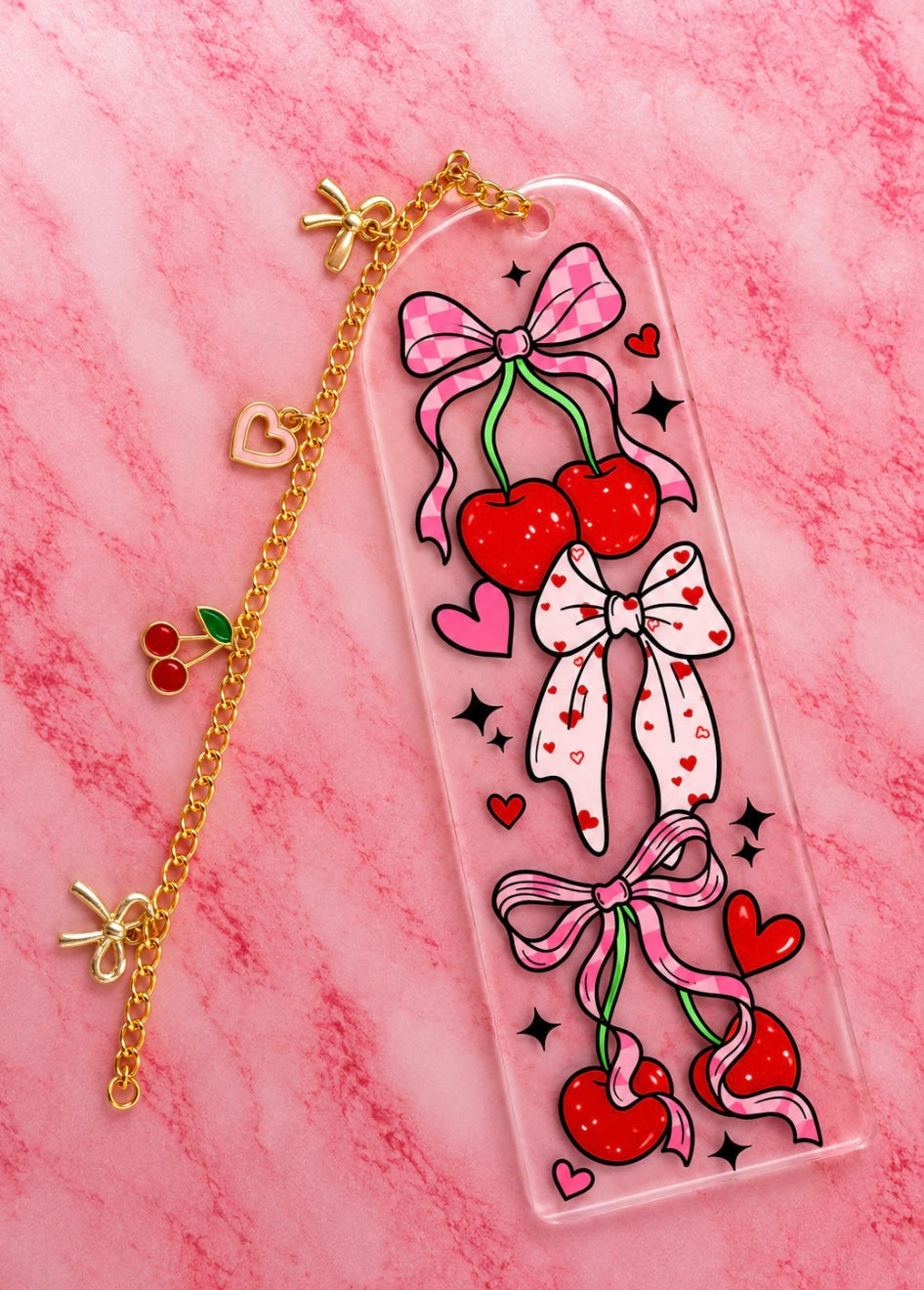 Cherry Bows Acrylic Bookmark