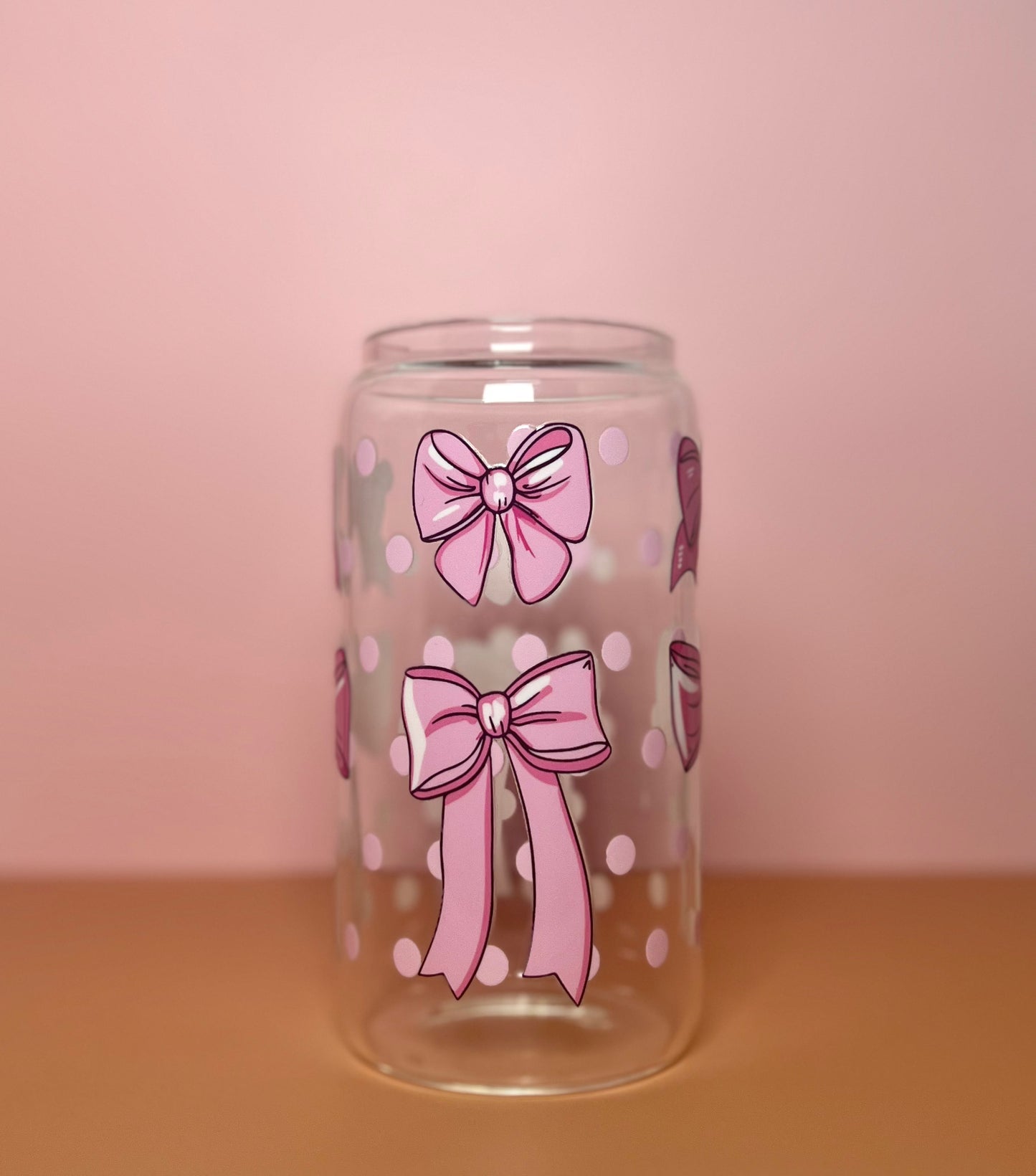 Pink Bows Glass Cup