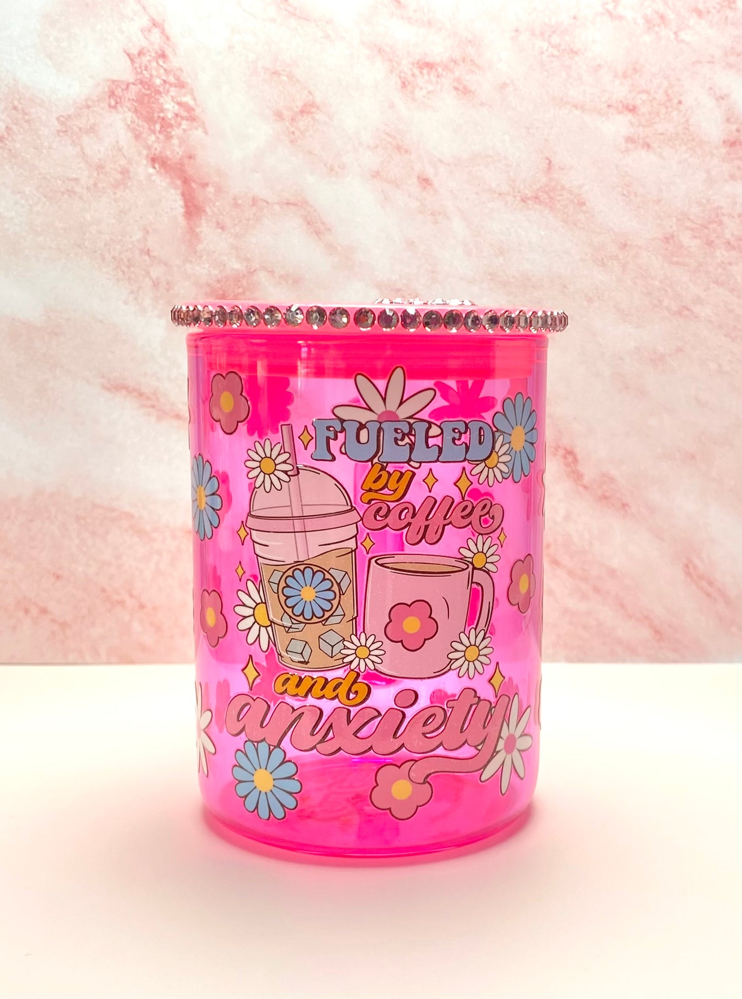 Fueled By Coffee And Anxiety Glass Mug