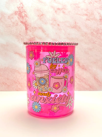 Fueled By Coffee And Anxiety Glass Mug