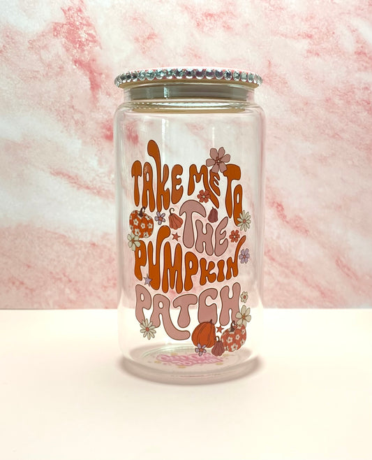 Take Me To The Pumpkin Patch Glass Cup