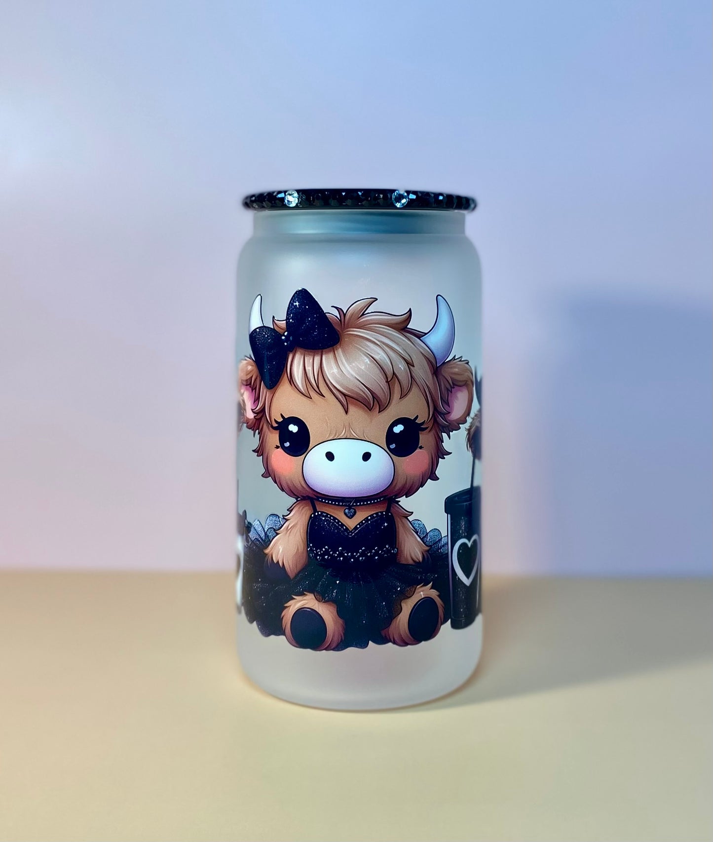 Girly Cow In Black TuTu Glass Cup