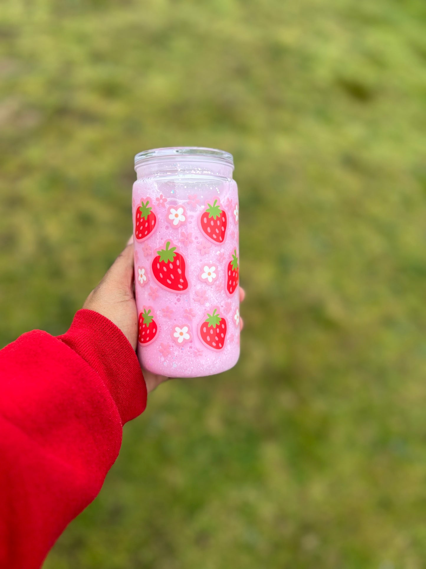 Strawberry Milk Acrylic Snowglobe Tumbler