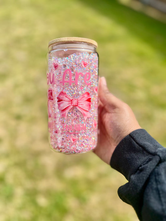 God Says Rhinestone Glass Snow Globe Tumbler