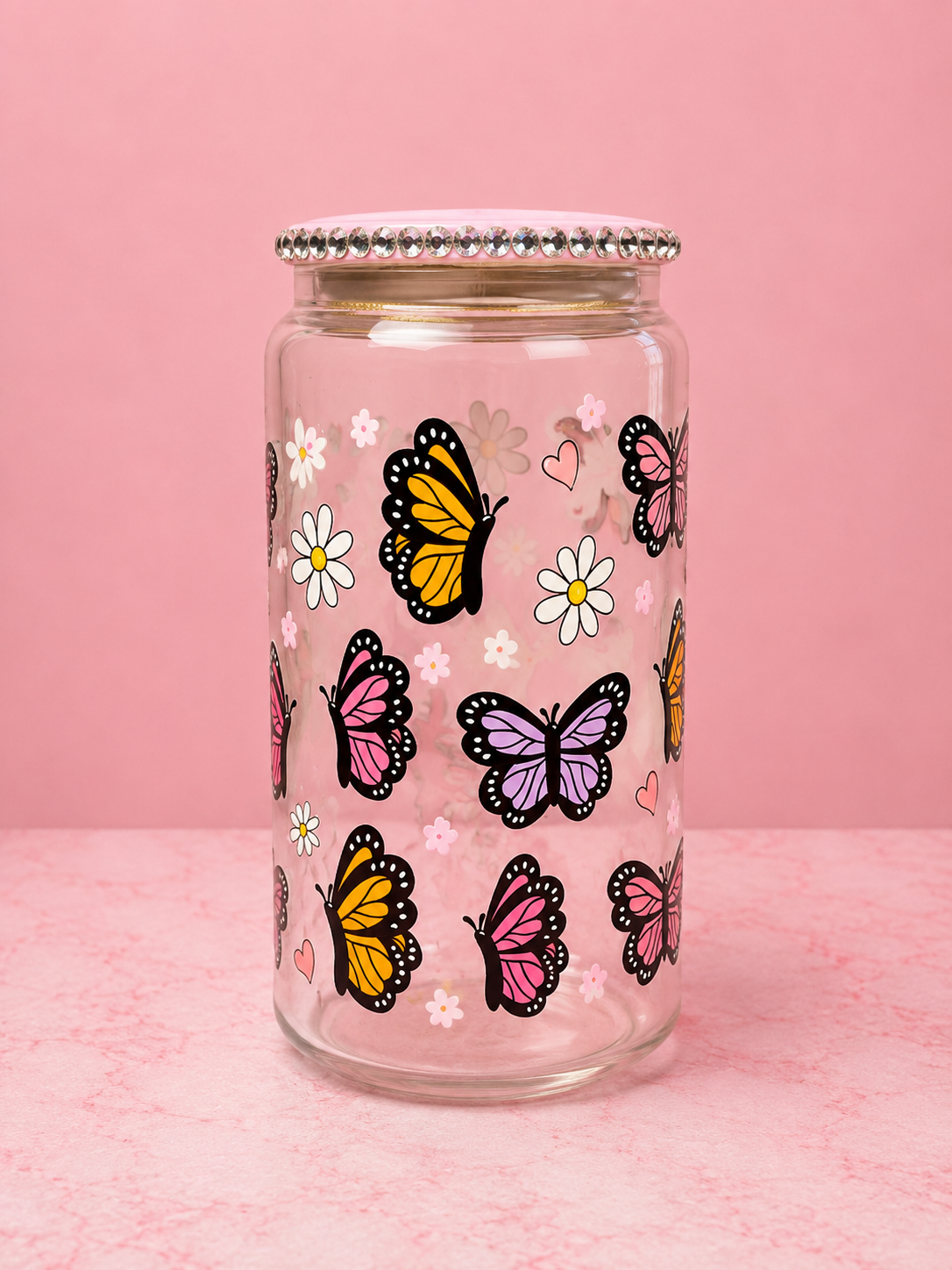 Butterfly Bloom Glass Cup