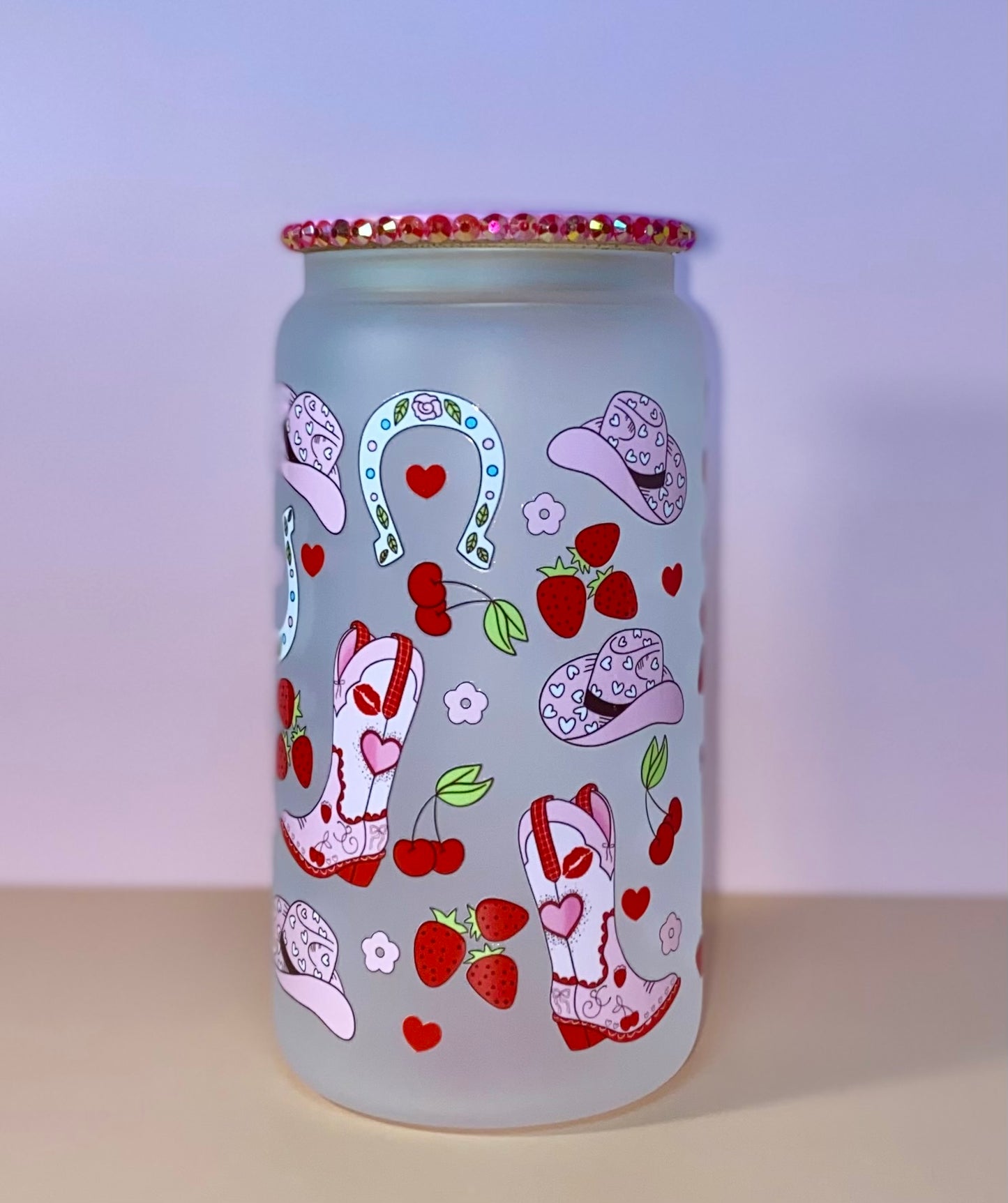 Cowgirl Boots And Strawberries Glass Cup