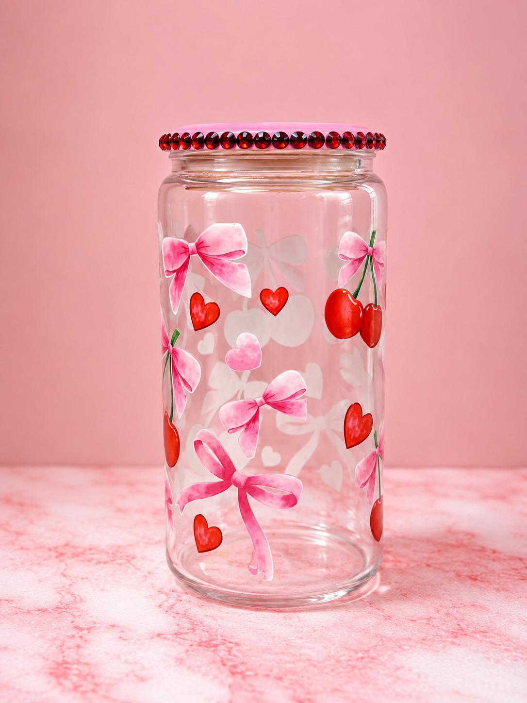 Cherry Bow Glass Cup
