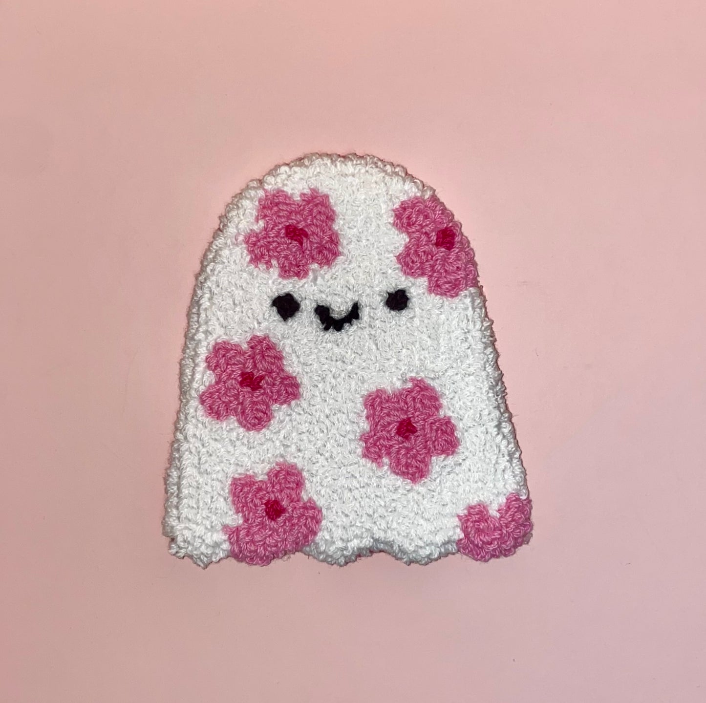 Pink Flower Ghost Mug Rug