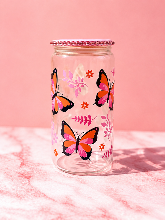 Butterfly Garden Glass Cup