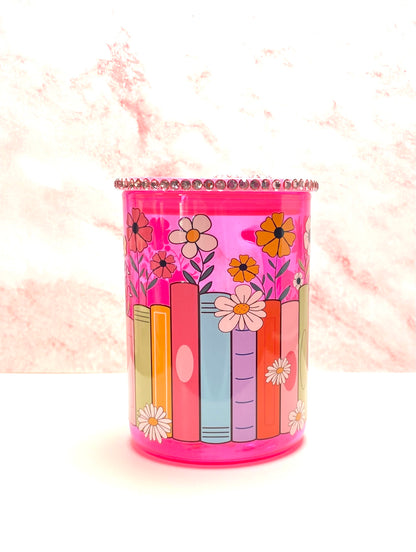 Colorful Books And Flowers Glass Mug