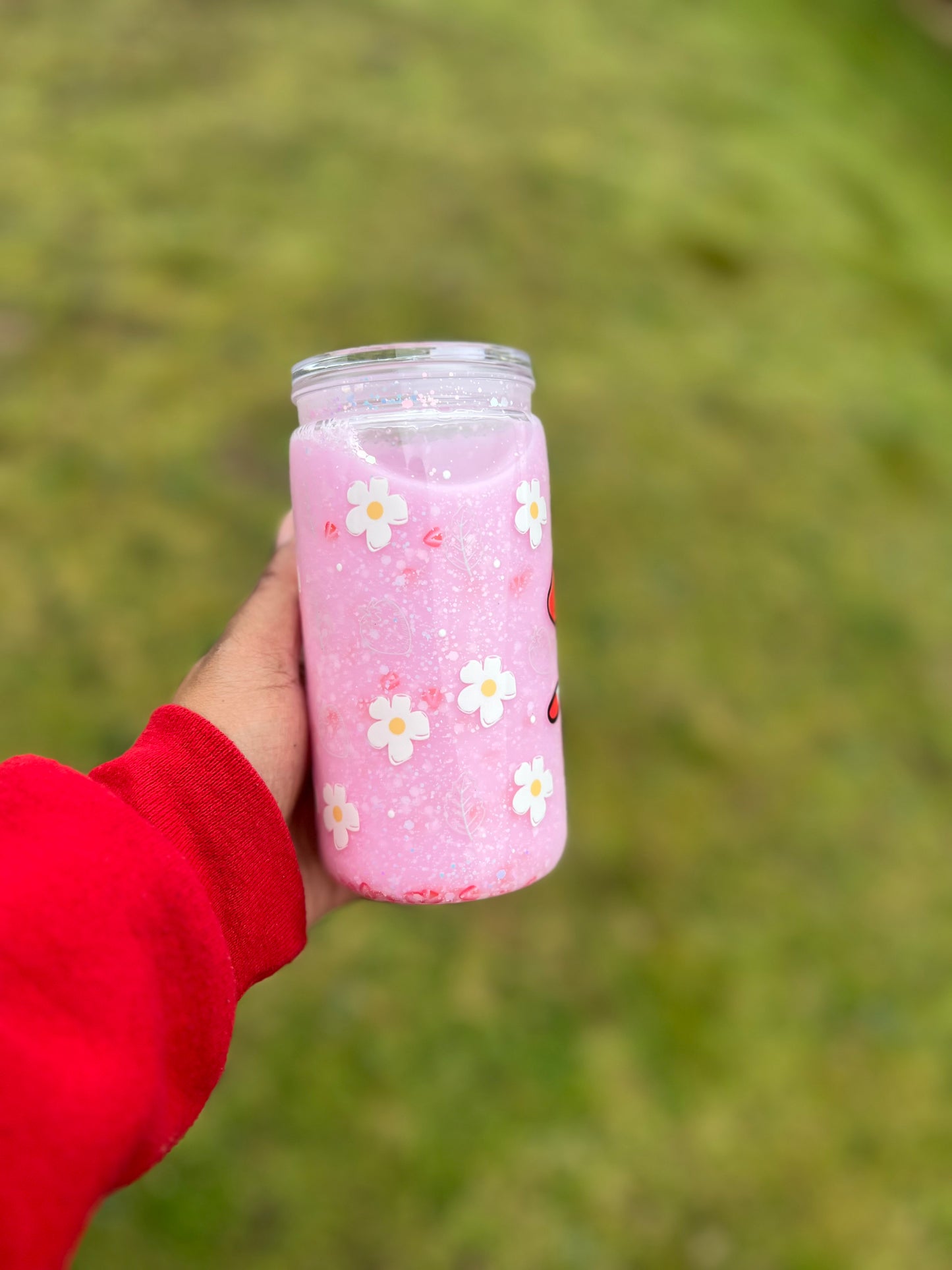 Cute Cow Strawberry Milk Acrylic Snowglobe Tumbler