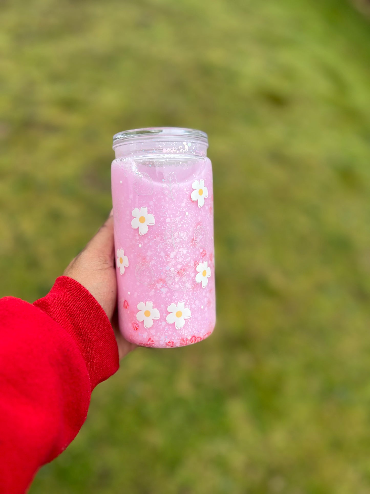 Cute Cow Strawberry Milk Acrylic Snowglobe Tumbler