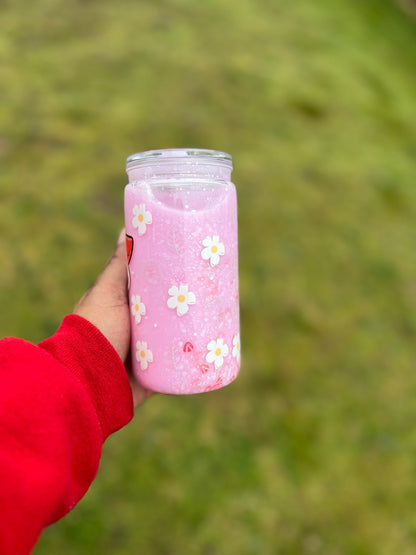 Cute Cow Strawberry Milk Acrylic Snowglobe Tumbler