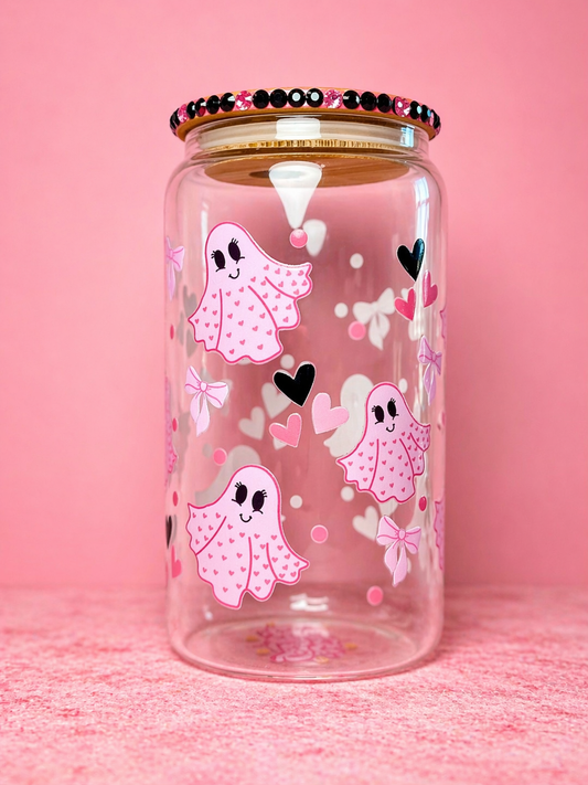 Pink Ghostly Hearts Tumbler