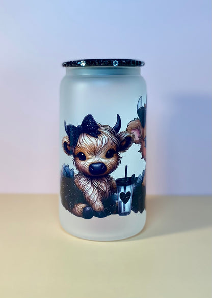 Girly Cow In Black TuTu Glass Cup