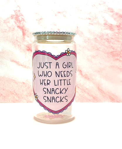 Just Girl Who Needs Her Little Snacky Snacks Glass Cup