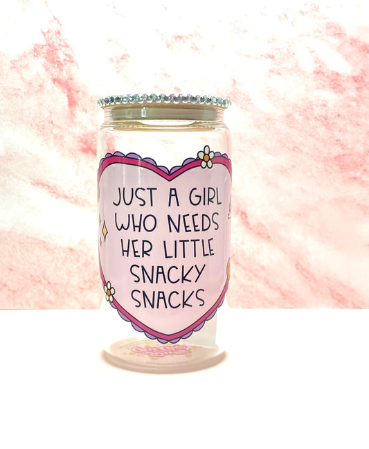 Just Girl Who Needs Her Little Snacky Snacks Glass Cup
