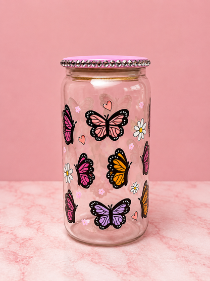Butterfly Bloom Glass Cup