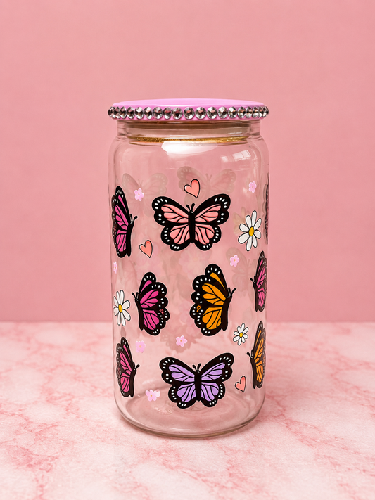 Butterfly Bloom Glass Cup