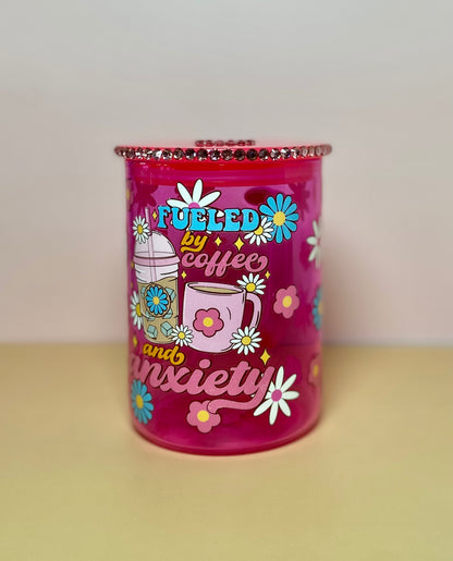 Fueled By Coffee And Anxiety Glass Mug