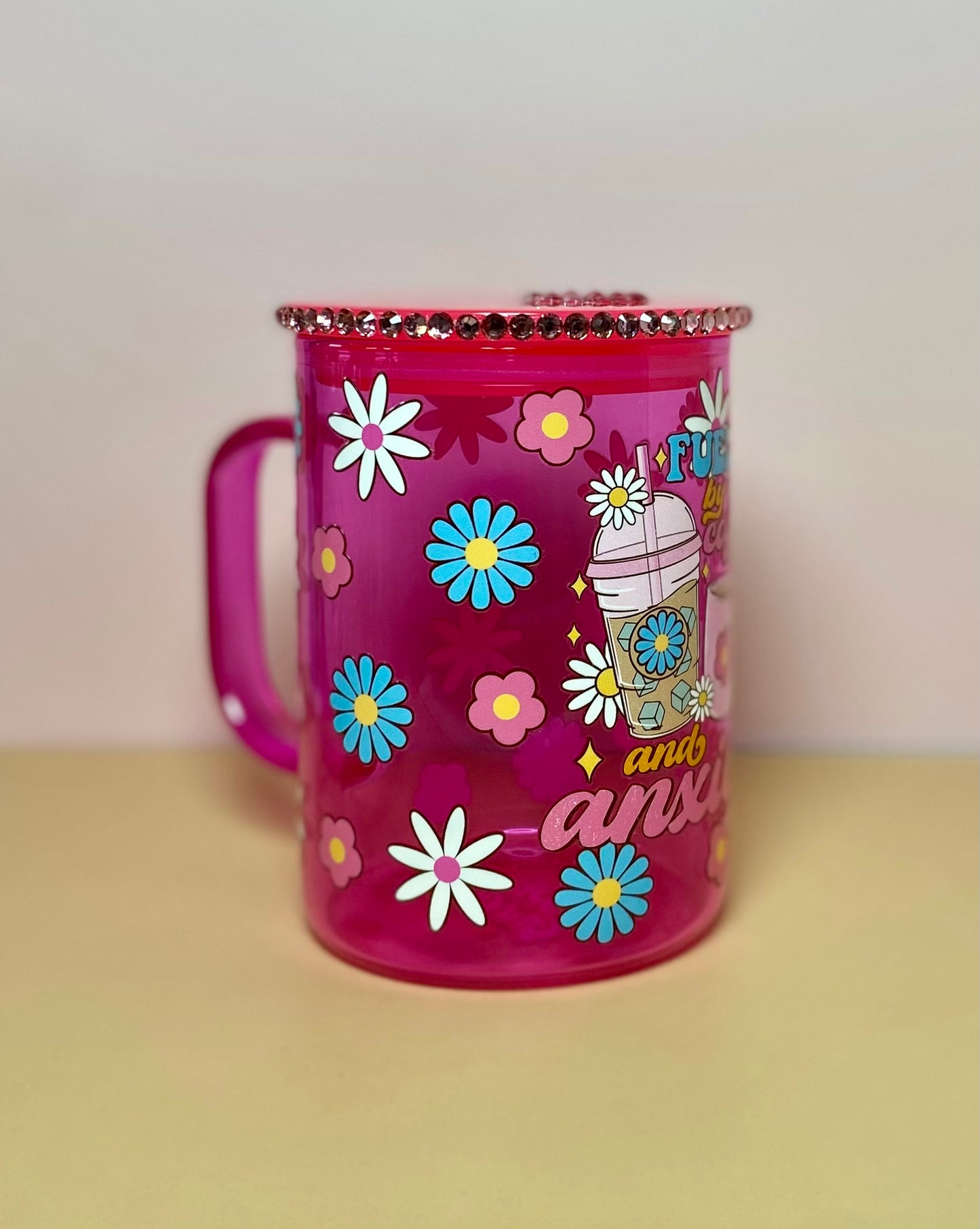 Fueled By Coffee And Anxiety Glass Mug