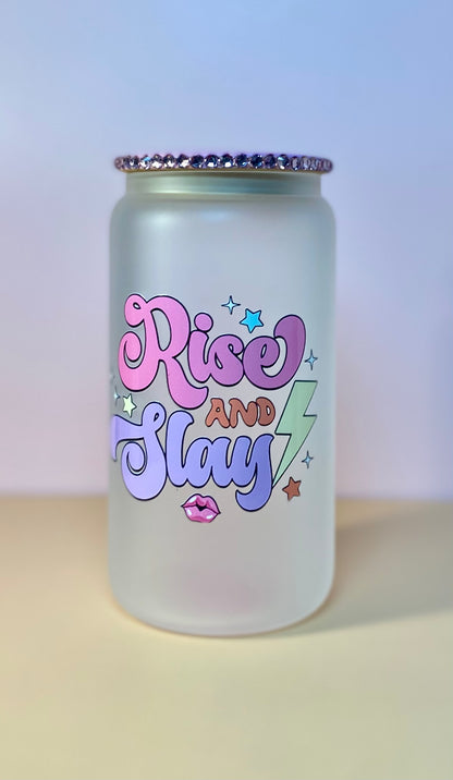 Rise And Slay Glass Cup