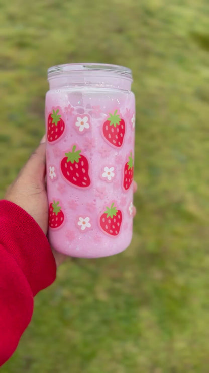 Strawberry Milk Acrylic Snowglobe Tumbler