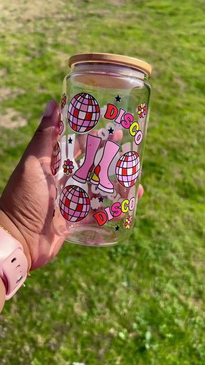 Disco Cowgirl Glass Can